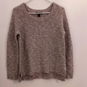 INC International Concepts Scoop Neck  Sweater beige w/sequins size L
